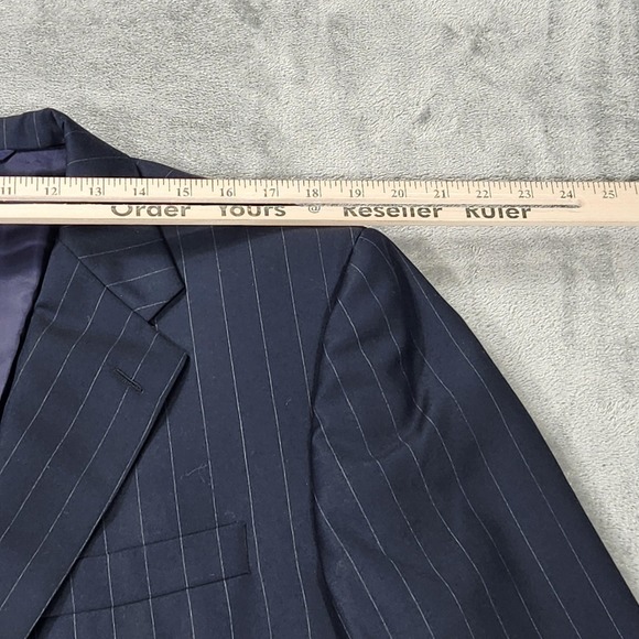 Hickey Freeman Blazer Mens 43 Long Loro Piana Navy Blue Pinstripe Wool - Picture 15 of 16